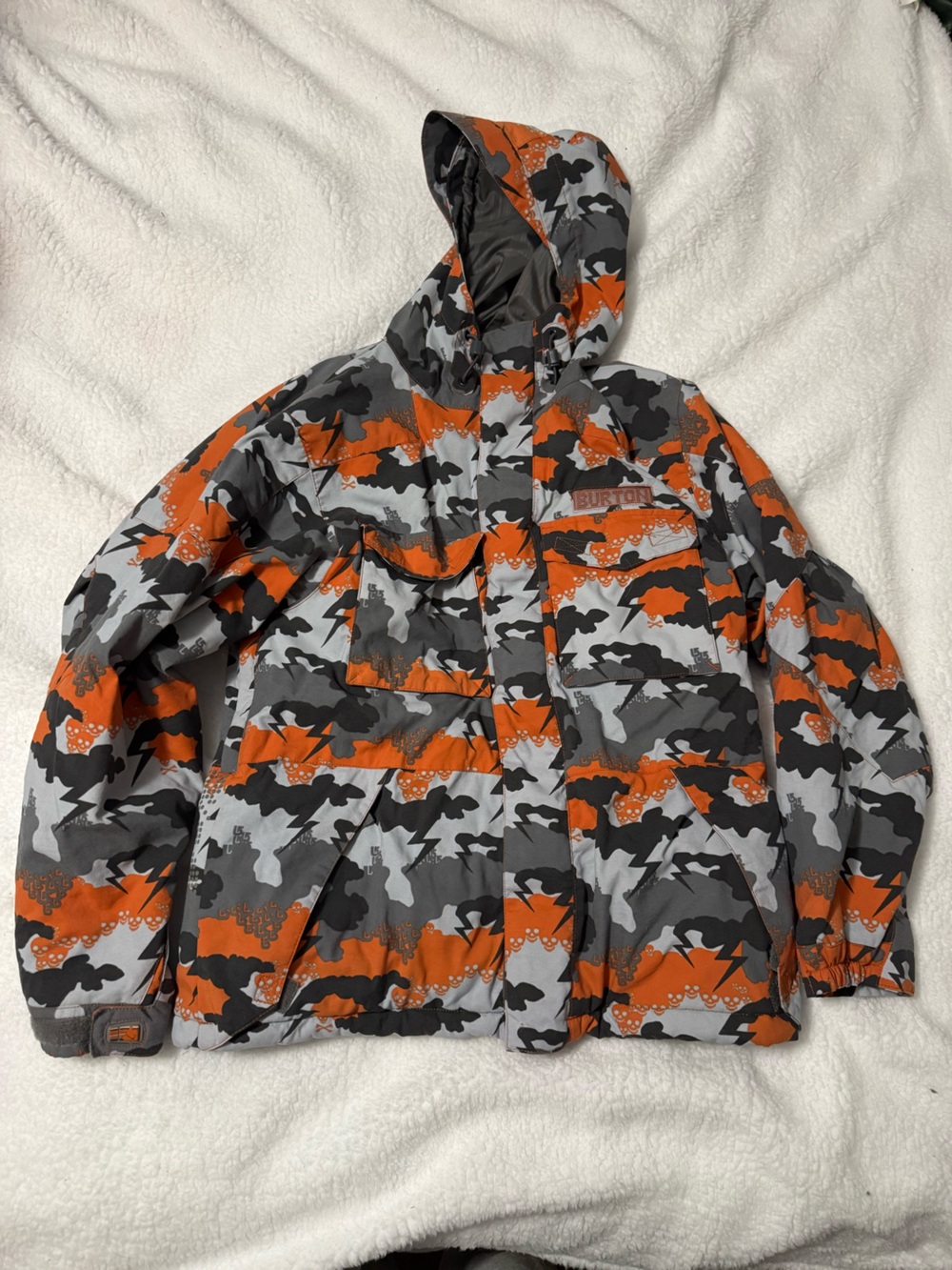 Burton Kids Orange, Gray & Black Camo ski Jacket